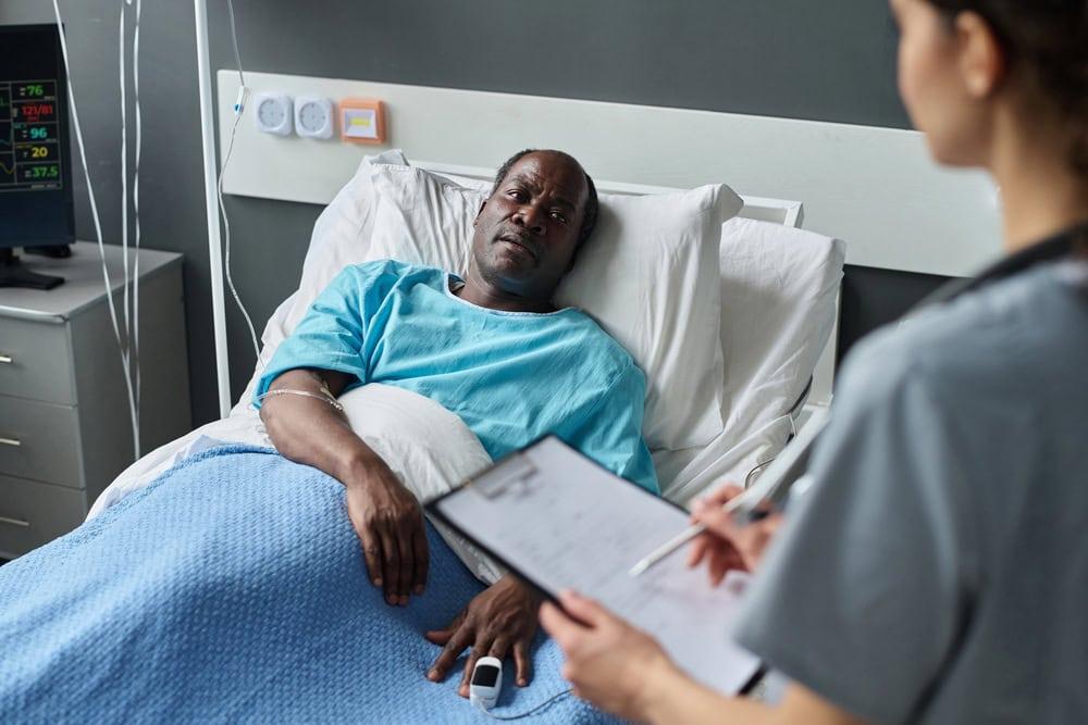 Victim of medical malpractice receiving legal help from a skilled attorney.
 