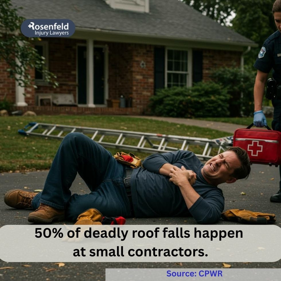 Injured construction worker discussing fair compensation after a roofing accident