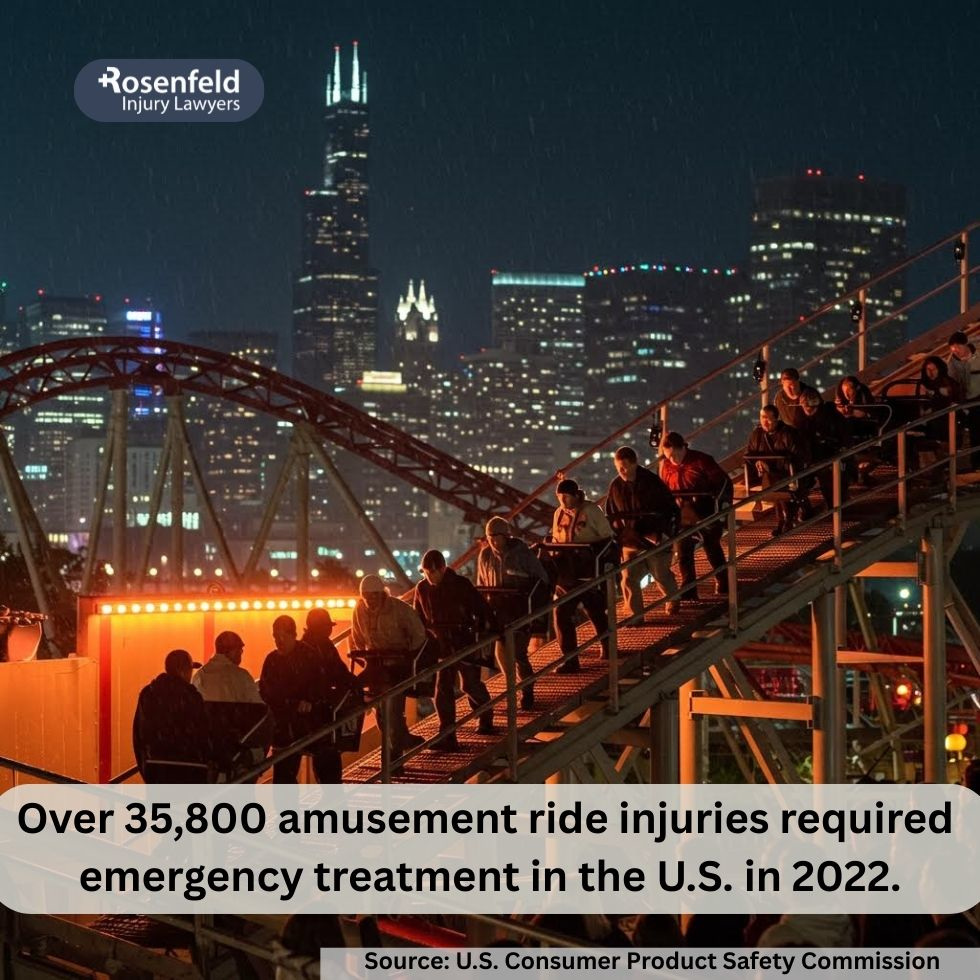 A Chicago personal injury lawyer meeting with a family in a conference room after an amusement park accident.