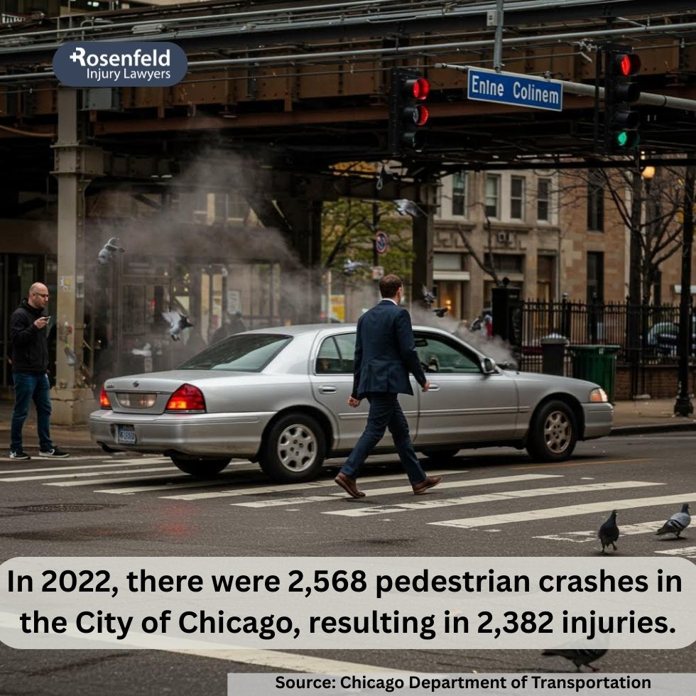 Chicago pedestrian injury scene with injured individual receiving help from personal injury attorneys.