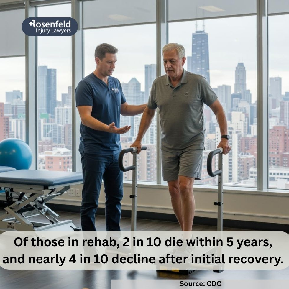 Legal team assisting a client after a brain injury from a fall accident in Chicago