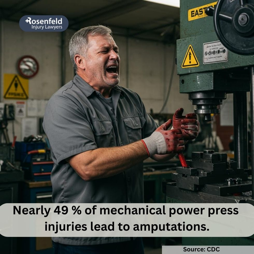Injury lawyers reviewing a case involving punch press malfunctions and personal injury