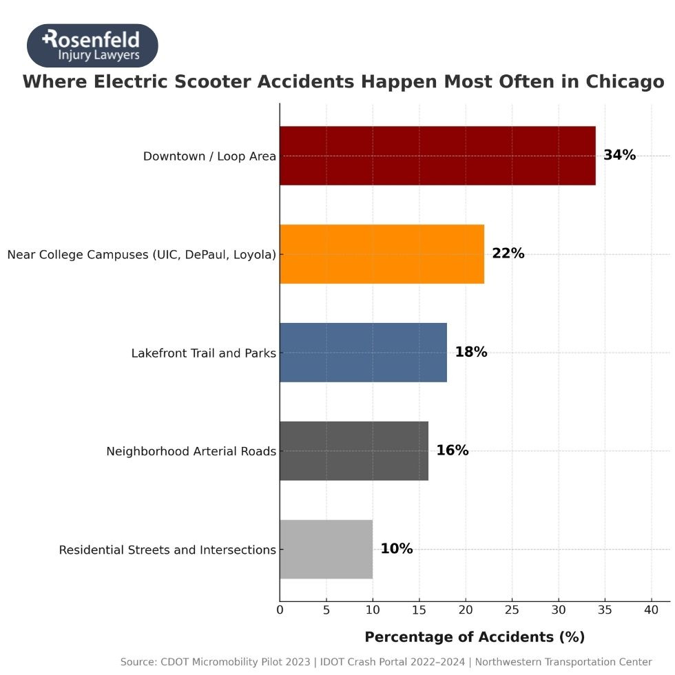 Free consultation sign outside a Chicago personal injury law office after a scooter accident.