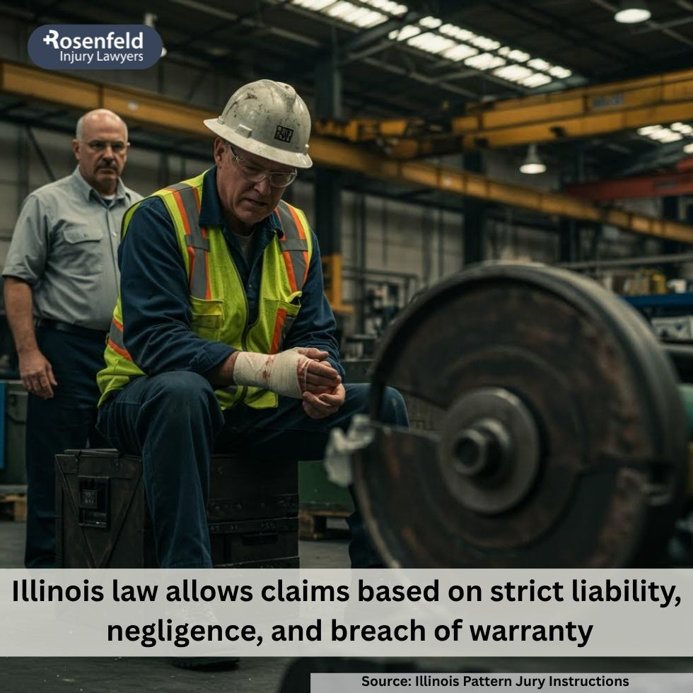 Legal book open to Illinois product liability laws in a law firm setting.