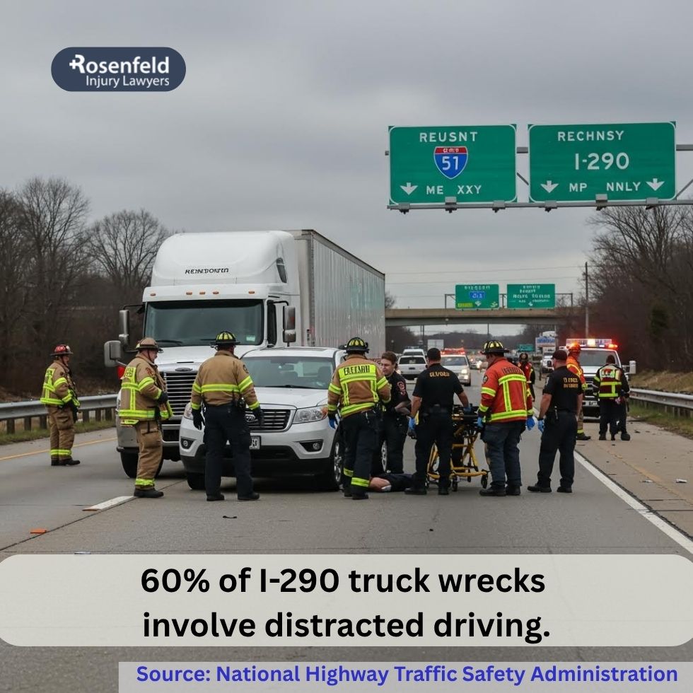 Accident scene on I-290 involving a commercial truck in Chicago Illinois