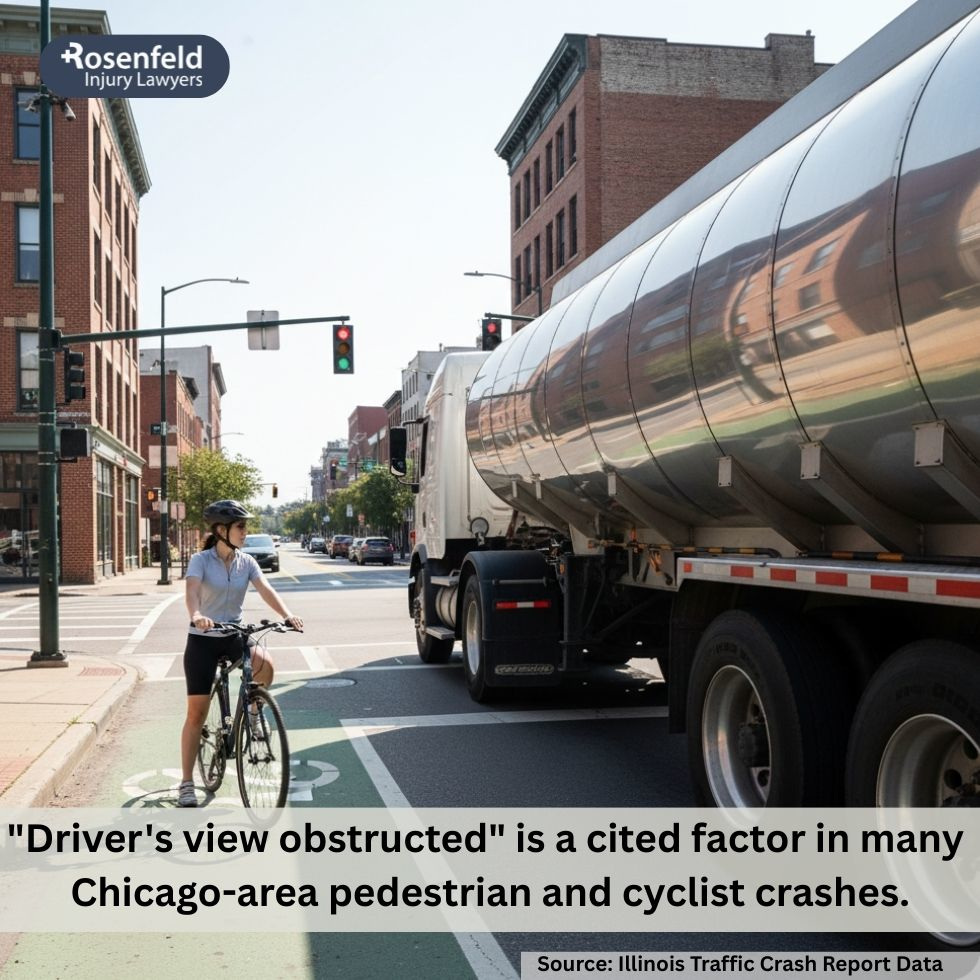 Accidents involving tractor trailers' and large trucks' blind spots