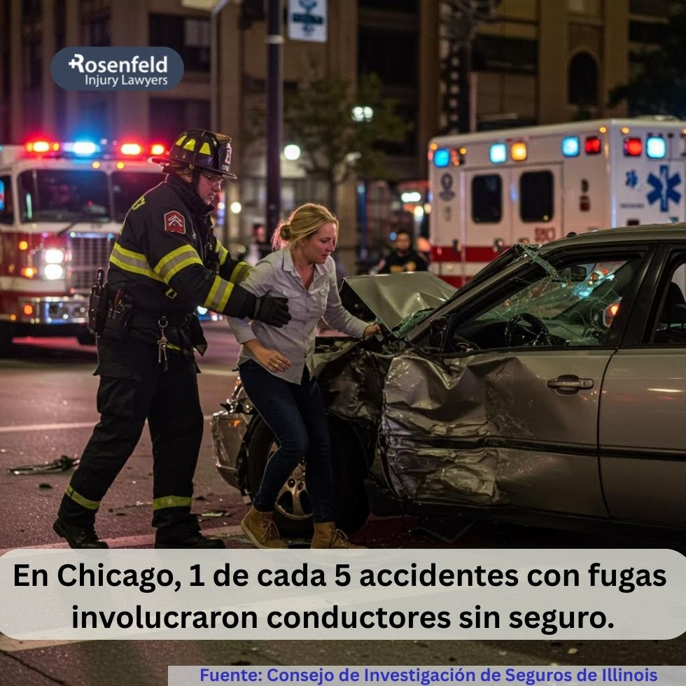Los conductores sin seguro estuvieron involucrados en 1 de cada 5 accidentes de colisión con fuga en Chicago. 