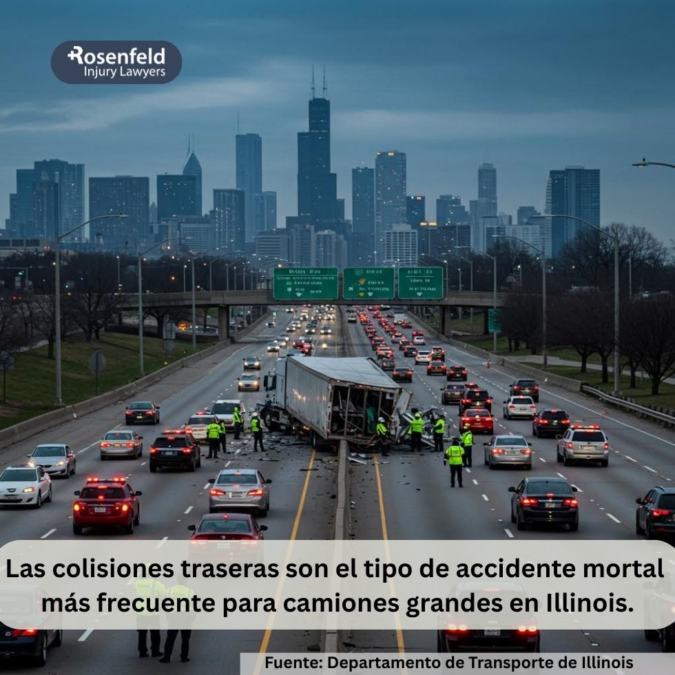 Las colisiones traseras son el tipo de accidente mortal más frecuente para camiones grandes en Illinois.