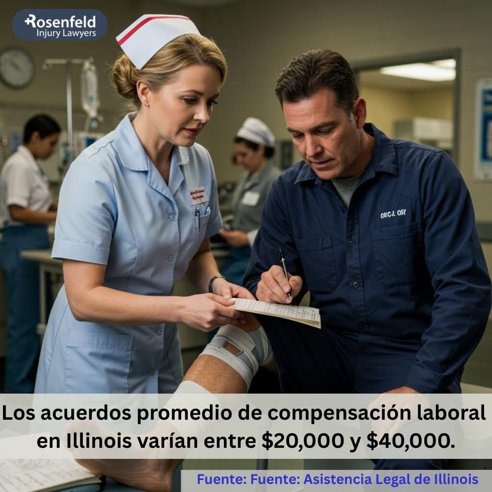 Los acuerdos promedio de compensación laboral en Illinois varían entre $20,000 y $40,000.