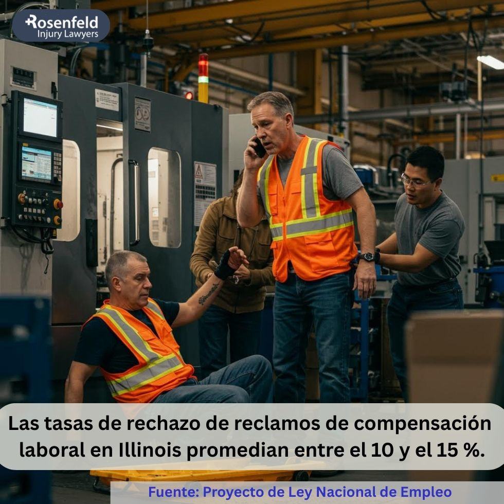 Las tasas de rechazo de reclamos de compensación laboral en Illinois promedian entre el 10 y el 15 %.