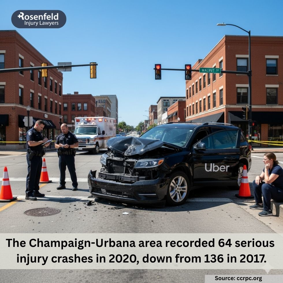 Champaign Uber accident lawyer helping victims recover medical bills after a car crash.