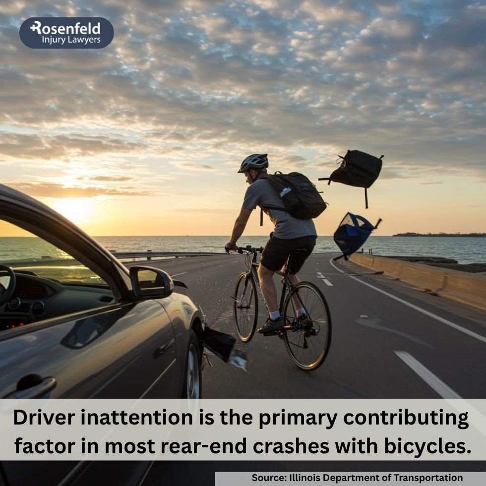 A Chicago lawyer assisting a cyclist injured in a rear-end bicycle accident.
